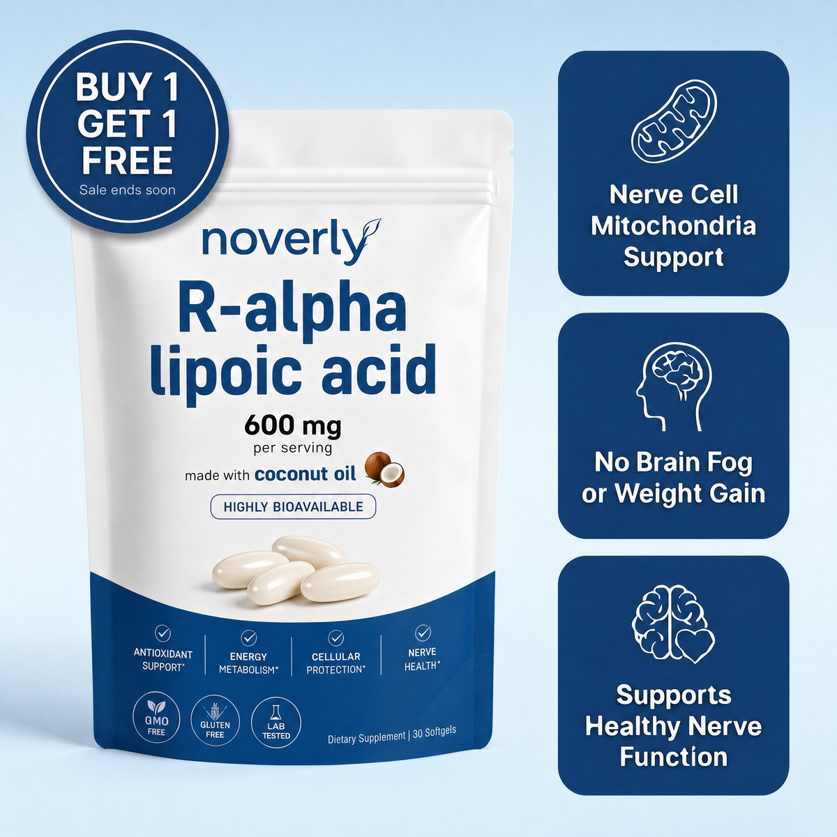 R-Alpha Lipoic Acid — 600mg Pure R-Form Softgels